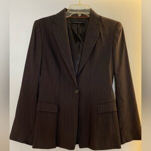 Tahari Dark Brown Pinstripe Women's Pantsuit